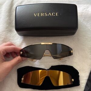 Versace Gold and Black Designer Sunglasses